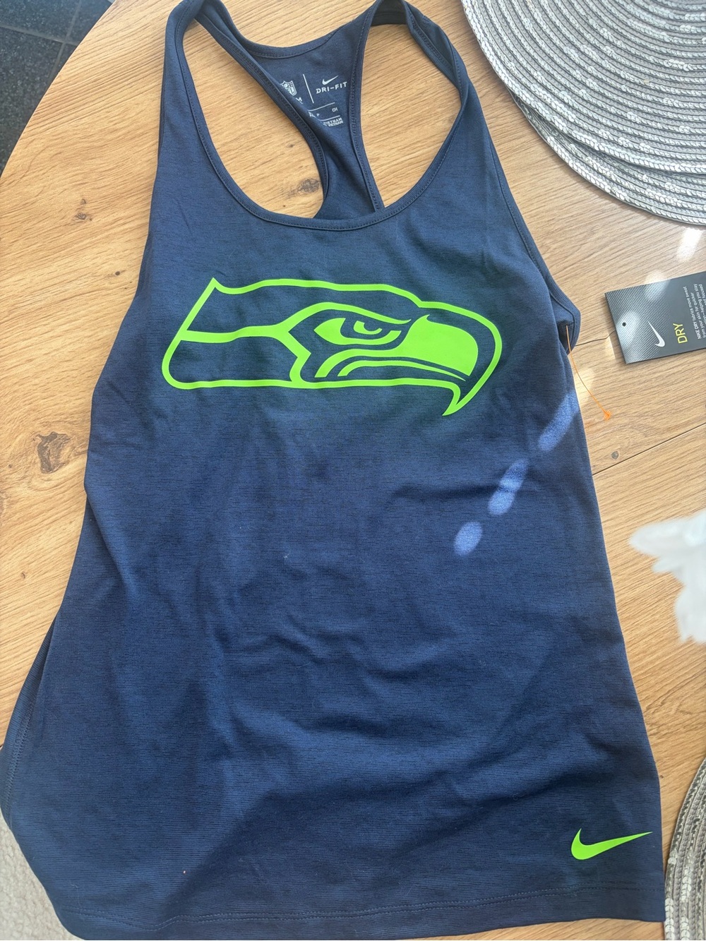 Nike Women’s Navy Tank with Volt Seahawks Logo
